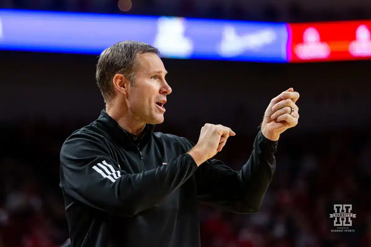 Nebraska Cornhusker head coach Fred Hoiberg gives instructions to the Huskers against the North Dakota Fighting Hawks in the second half during a college basketball game Wednesday, December 20, 2023, in Lincoln, Nebraska. Photo by John S. Peterson.