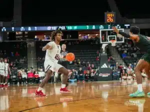 ...during a game against Stetson at Baxter Arena in Omaha, NE December 17th 2023. Photo by Brandon Tiedemann