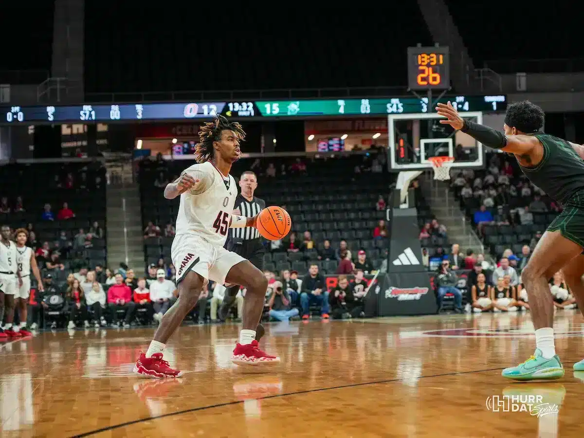 ...during a game against Stetson at Baxter Arena in Omaha, NE December 17th 2023. Photo by Brandon Tiedemann