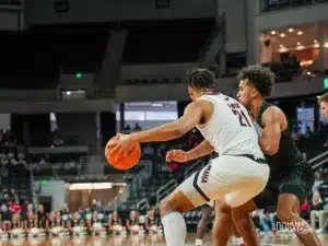 ...during a game against Stetson at Baxter Arena in Omaha, NE December 17th 2023. Photo by Brandon Tiedemann