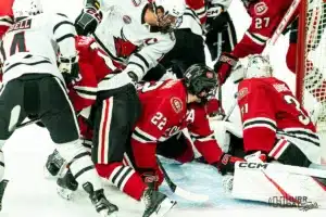 Omaha Mavericks during a game against St. Cloud State at Baxter Arena in Omaha, NE December 8th 2023. Photo by Eric Francis