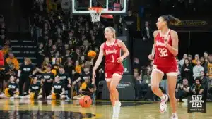 ...during a game between Nebraska women's basketball and Iowa in Iowa City, IA. Photo by Brandon Tiedemann