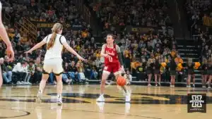 ...during a game between Nebraska women's basketball and Iowa in Iowa City, IA. Photo by Brandon Tiedemann