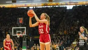 ...during a game between Nebraska women's basketball and Iowa in Iowa City, IA. Photo by Brandon Tiedemann