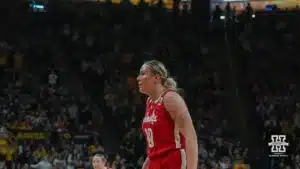 ...during a game between Nebraska women's basketball and Iowa in Iowa City, IA. Photo by Brandon Tiedemann