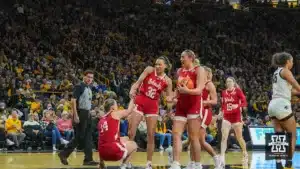 ...during a game between Nebraska women's basketball and Iowa in Iowa City, IA. Photo by Brandon Tiedemann