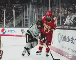 ...during a game between Omaha Mavericks hockey and the Denver Pioneers in Omaha, NE January 20th, 2024. Photo by Collin Stilen
