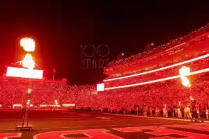 Nebraska Cornhuskers stadium light show during a game between Illinois State and Nebraska at Memorial Stadium in Lincoln, NE on Saturday September 16th, 2023. Photo by Eric Francis