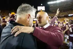 … during a college football game in Minneapolis, Minnesota, Thursday, August 31, 2023. Photo by John Peterson.