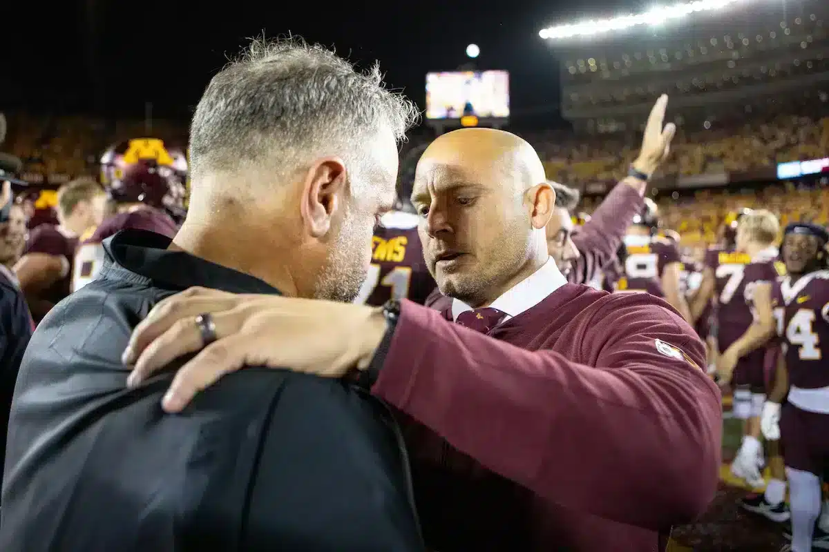 … during a college football game in Minneapolis, Minnesota, Thursday, August 31, 2023. Photo by John Peterson.
