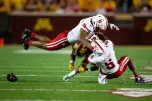 … during a college football game in Minneapolis, Minnesota, Thursday, August 31, 2023. Photo by John Peterson.