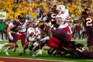 … during a college football game in Minneapolis, Minnesota, Thursday, August 31, 2023. Photo by John Peterson.