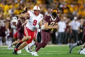 … during a college football game in Minneapolis, Minnesota, Thursday, August 31, 2023. Photo by John Peterson.