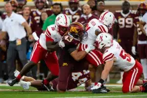… during a college football game in Minneapolis, Minnesota, Thursday, August 31, 2023. Photo by John Peterson.