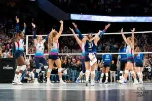 during a game against against the Orlando Valkyries at CHI Health Arena in Omaha, NE February 18th 2024. Photo by Eric Francis