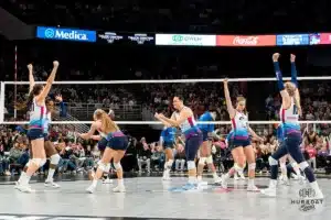 during a game against against the Orlando Valkyries at CHI Health Arena in Omaha, NE February 18th 2024. Photo by Eric Francis