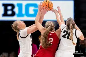 Nebraska Cornhuskers during a game against the Iowa Hawkeyes at the Target Center in Minneapolis, MN March 10th 2024. Photo by Eric Francis