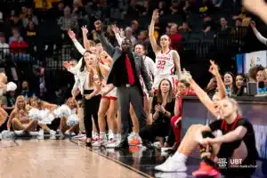 Nebraska Cornhuskers reacts to a play during a game against against the Maryland Terrapins at the Target Center in Minneapolis, MN March 9th 2024. Photo by Eric Francis