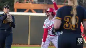 ...during a game between Nebraska softball and Wichita State in Lincoln, NE. Photo by David Schumacher