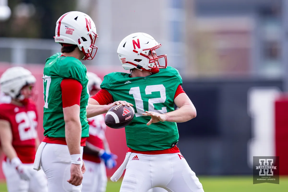 Nebraska Football Practice -2024-04-16 Nebraska Football’s Quarterback Battle: Raiola, Kaelin, or Haarberg?