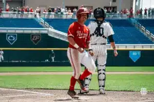 ...during the Big Ten Baseball Championship between Nebraska and Penn State on May 26th, 2024 in Omaha, NE. Photo by Mike Sautter.