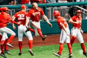 ...during the Big Ten Baseball Championship between Nebraska and Penn State on May 26th, 2024 in Omaha, NE. Photo by Mike Sautter.