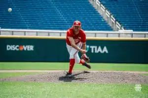 ...during the Big Ten Baseball Championship between Nebraska and Penn State on May 26th, 2024 in Omaha, NE. Photo by Mike Sautter.