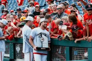 ...during the Big Ten Baseball Championship between Nebraska and Penn State on May 26th, 2024 in Omaha, NE. Photo by Mike Sautter.