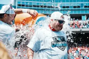 ...during the Big Ten Baseball Championship between Nebraska and Penn State on May 26th, 2024 in Omaha, NE. Photo by Mike Sautter.