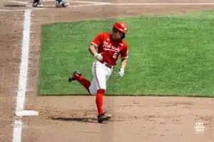 ...during the Big Ten Baseball Championship between Nebraska and Penn State on May 26th, 2024 in Omaha, NE. Photo by Mike Sautter.