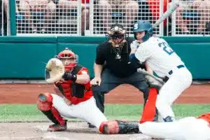 ...during the Big Ten Baseball Championship between Nebraska and Penn State on May 26th, 2024 in Omaha, NE. Photo by Mike Sautter.