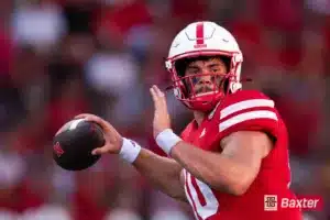 Nebraska Cornhuskers quarterback Heinrich Haarberg (10) throws the ball during a game against the UTEP Miners Saturday, August 31 in Memorial Stadium in Lincoln, Nebraska. Photo by Eric Francis