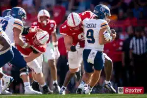 Nebraska Cornhuskers defense rallies around the ball carrier during a game against the UTEP Miners Saturday, August 31 in Memorial Stadium in Lincoln, Nebraska. Photo by Eric Francis