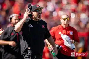 Nebraska Cornhuskers head coach Matt Rhule coaches his team during a game against the UTEP Miners Saturday, August 31 in Memorial Stadium in Lincoln, Nebraska. Photo by Eric Francis
