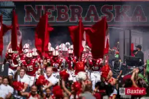 Nebraska Cornhuskers take the field during a game against the UTEP Miners Saturday, August 31 in Memorial Stadium in Lincoln, Nebraska. Photo by Eric Francis