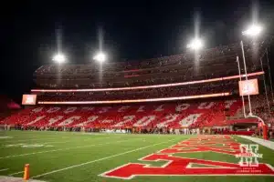 Nebraska Cornhuskers celebrate the 400th consecutive sellout during a college football game against the Illinois Fighting Illini Firiday, September 20, 2024, in Lincoln, Nebraska. Photo by John S. Peterson.