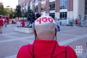 Nebraska Cornhusker fan shows his pride with the 400th consecutive sellout before the Huskers take on Illinois Fighting Illini during a college football game Firiday, September 20, 2024, in Lincoln, Nebraska. Photo by John S. Peterson.