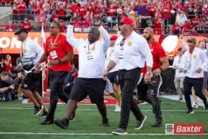 Nebraska Cornhuskers 94 Championship take the field during the college football game against the Colorado Buffaloes Saturday, September 7, 2024, in Lincoln, Nebraska. Photo John S. Peterson.