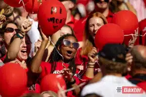 Nebraska Cornhusker student fan cheering before the game against the Colorado Buffaloes during the college football game Saturday, September 7, 2024, in Lincoln, Nebraska. Photo John S. Peterson.