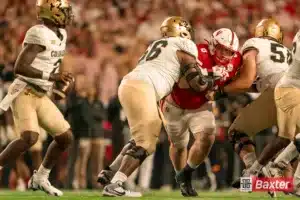 Nebraska Cornhuskers defensive lineman Nash Hutmacher (0) tries to break a double team during a game against the Colorado Buffaloes Saturday, September 7th 2024 at Memorial Stadium in Lincoln, Nebraska. Nebraska Photo by Eric Francis