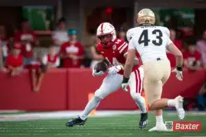 Nebraska Cornhuskers running back Rahmir Johnson (14) runs the ball during a game against the Colorado Buffaloes Saturday, September 7th 2024 at Memorial Stadium in Lincoln, Nebraska. Nebraska Photo by Eric Francis
