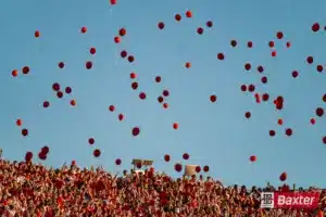 Nebraska Cornhuskers fans release balloons after Nebraska Cornhuskers’ first score during a game against the Colorado Buffaloes Saturday, September 7th 2024 at Memorial Stadium in Lincoln, Nebraska. Nebraska Photo by Eric Francis