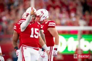 Nebraska Cornhuskers quarterback Dylan Raiola (15) runs for a first down during a game against the Colorado Buffaloes Saturday, September 7th 2024 at Memorial Stadium in Lincoln, Nebraska. Nebraska Photo by Eric Francis