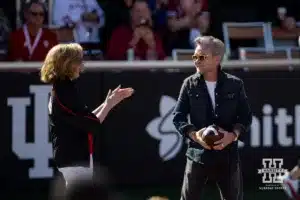 Indiana Hoosier and singer John Mellencamp introduced to the fans during a break in the acton during a football game Saturday, October 19, 2024, in Bloomington, Indiana. Photo by John S. Peterson.