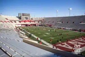 Nebraska Cornhuskers check out the field after arriving to take on the Indiana Hoosiers during a football game Saturday, October 19, 2024, in Bloomington, Indiana. Photo by John S. Peterson.