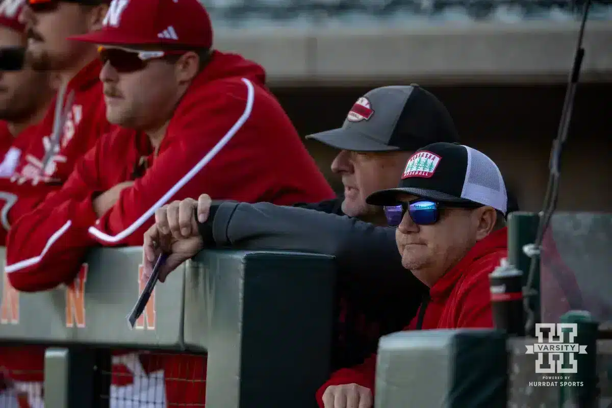 Nebraska head coach Will Bolt watching the action during a baseball scrimmage Tuesday, October 15, 2024, in Lincoln, Nebraska. Photo by John S. Peterson.