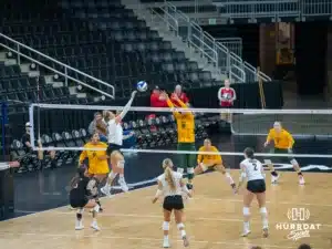 Omaha Mavericks take on North Dakota State in a volleyball match Sunday, October 13, 2024 in Omaha, Nebraska. Photo by Brandon Tiedemann.
