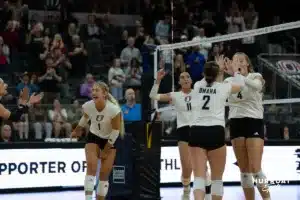 Omaha Mavericks take on North Dakota State in a volleyball match Sunday, October 13, 2024 in Omaha, Nebraska. Photo by Brandon Tiedemann.