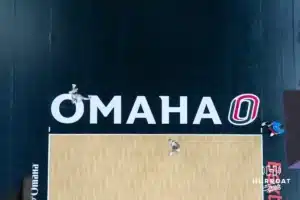 Omaha Mavericks take on North Dakota State in a volleyball match Sunday, October 13, 2024 in Omaha, Nebraska. Photo by Brandon Tiedemann.