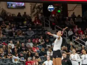Omaha Mavericks take on North Dakota State in a volleyball match Sunday, October 13, 2024 in Omaha, Nebraska. Photo by Brandon Tiedemann.